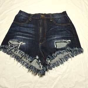 FASHION NOVA Distressed Denim Jean Shorts Large .